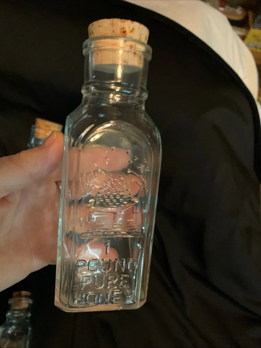 Vintage-Style Clear Glass Honey Bottles with Cork Stoppers - Set of 5